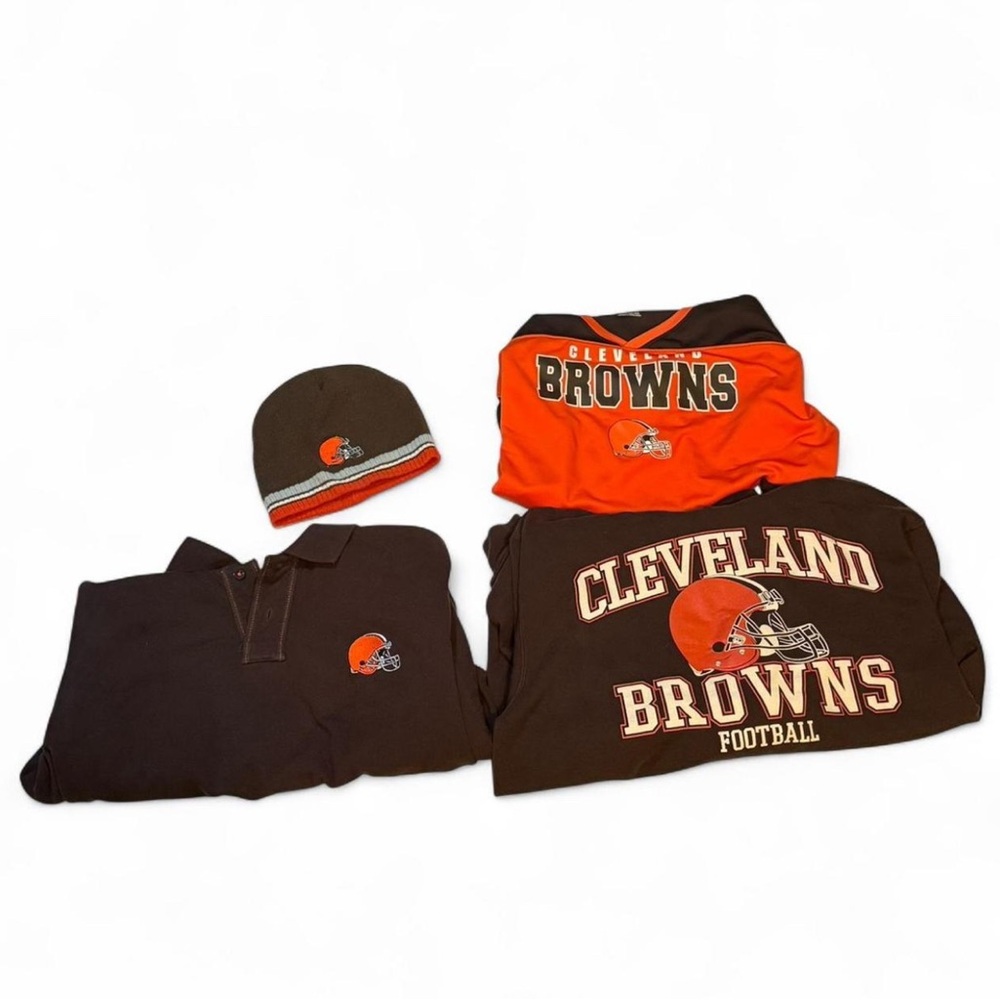 NFL Cleveland Browns Brown & Orange Team Hoodie and Beanie bundle Set